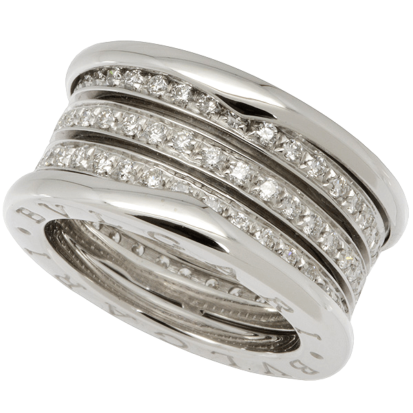 ブルガリ B-zero1 4バンド フルダイヤ リング K18WG