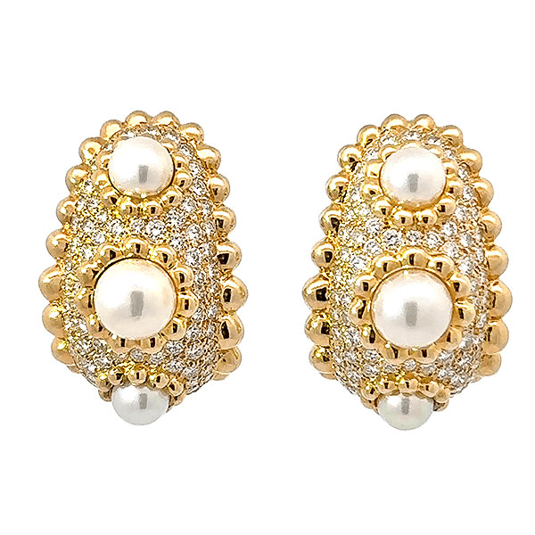 シャネル スリーシンボル パール パヴェダイヤ ピアス K18YG