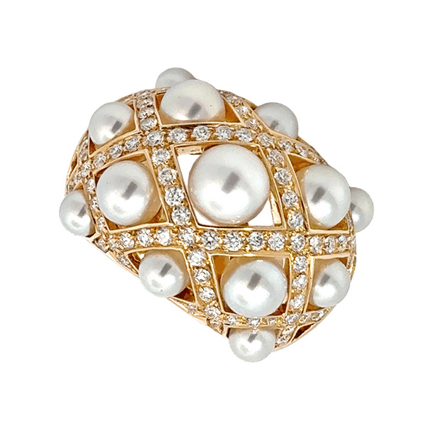 シャネル バロックコレクション パール ダイヤ リング K18YG