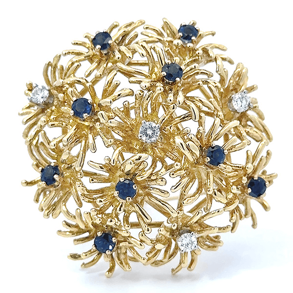 ティファニー ヴィンテージ ダイヤ サファイア ブローチ K18YG