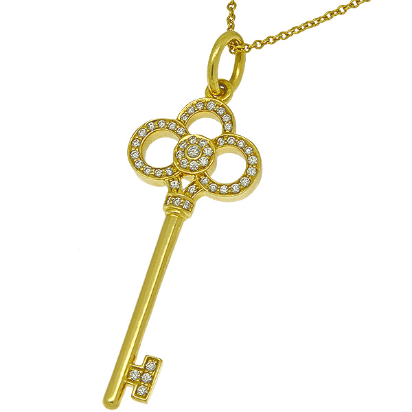 ティファニー クラウンキー ダイヤ ネックレス K18YG