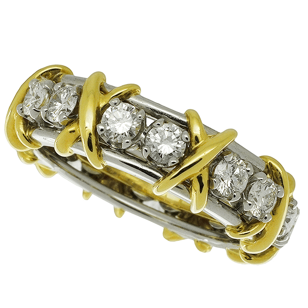 ティファニー シュランバーゼー 16PD リング PT950 K18YG