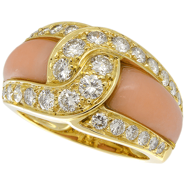 ヴァンクリーフ&アーペル ヴィンテージ サンゴ ダイヤ リング K18YG